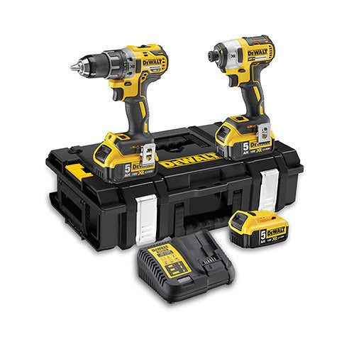 Dewalt 18V Impact Drill & Impact Driver Set with 3x5Ah Batteries and Case DCK266P3
