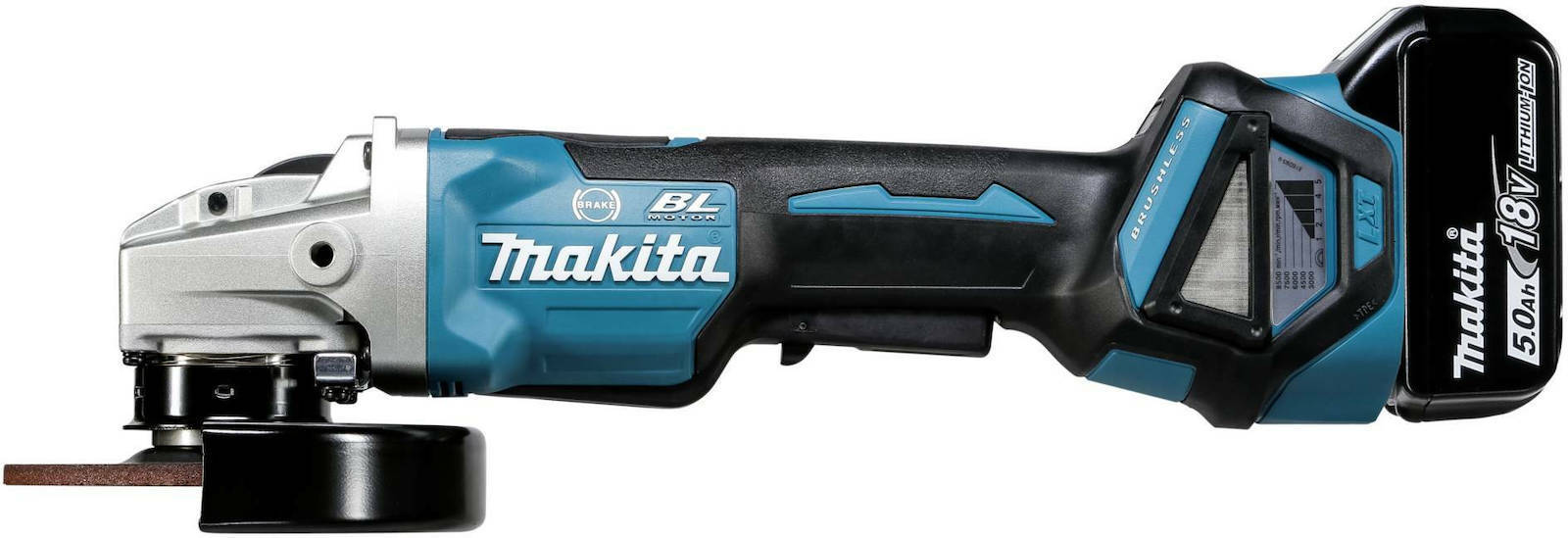 Makita Angle Grinder 18V 125mm Battery 2x5Ah with Speed Control DGA519RTJ