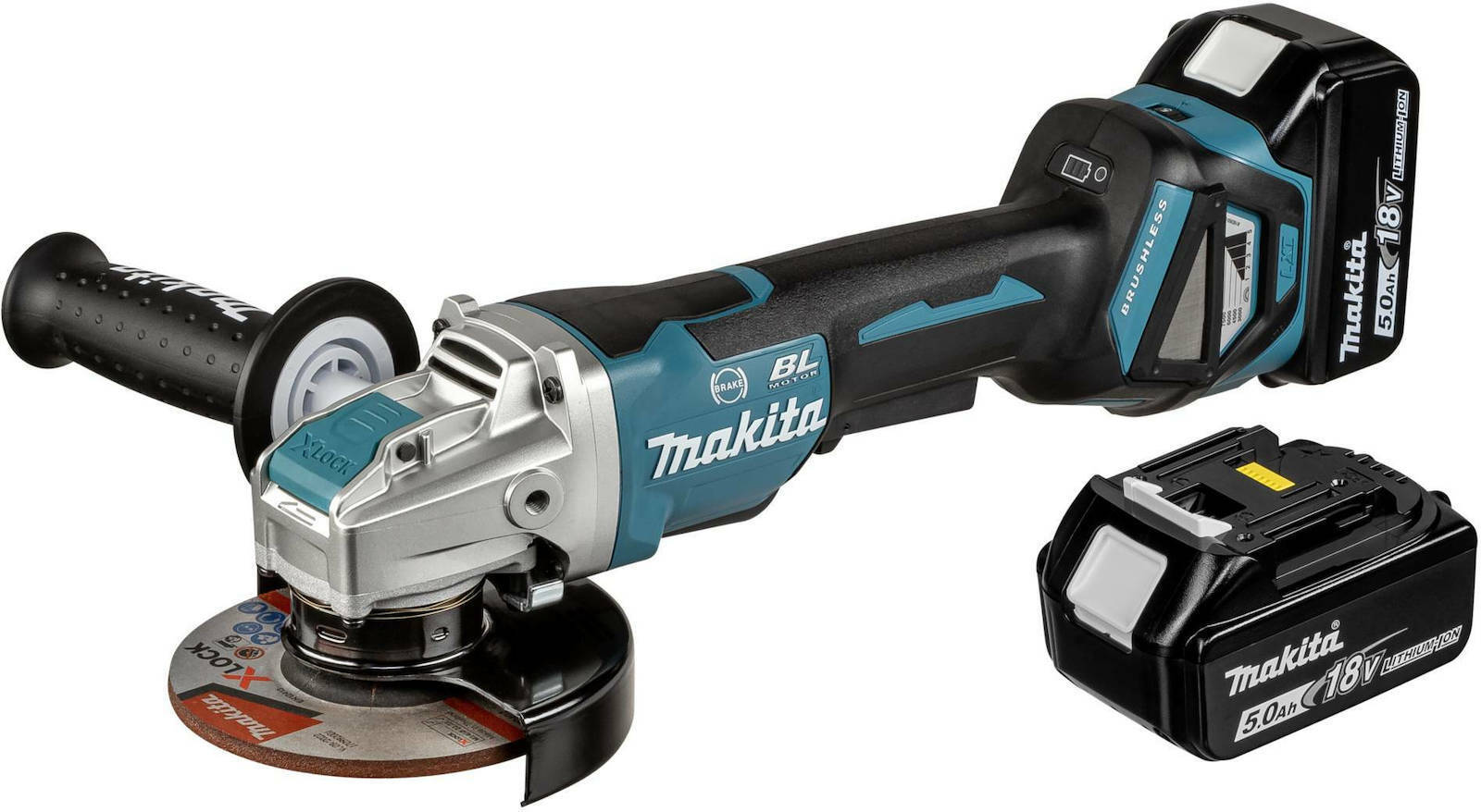 Makita Angle Grinder 18V 125mm Battery 2x5Ah with Speed Control DGA519RTJ