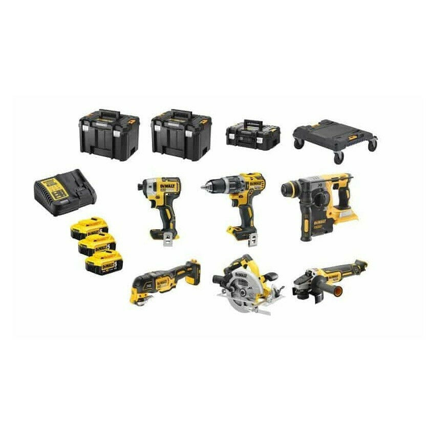 Dewalt 18V Circular Saw & Drill & Impact Driver & Saw & Torch Set with 3x5Ah Batteries and Case DCK685P3T