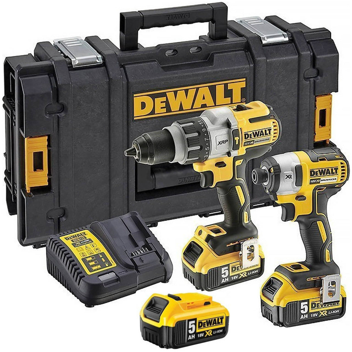 Dewalt 18V Impact Drill & Impact Driver Set with 3x5Ah Batteries and Case DCK276P3