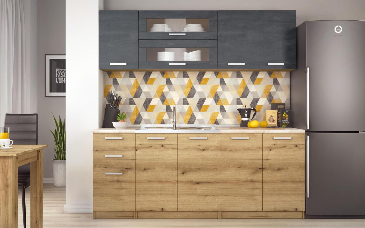 Kitchen composition Darvin 2.00 m. oak evok + magma