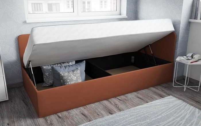 Single bed Bruma 90x200 brown