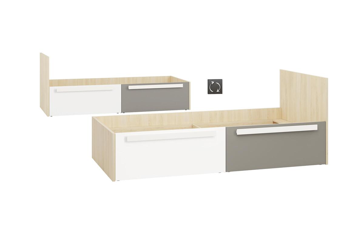 Single bed Senegal 90x200 fjord beech + white + gray platinum
