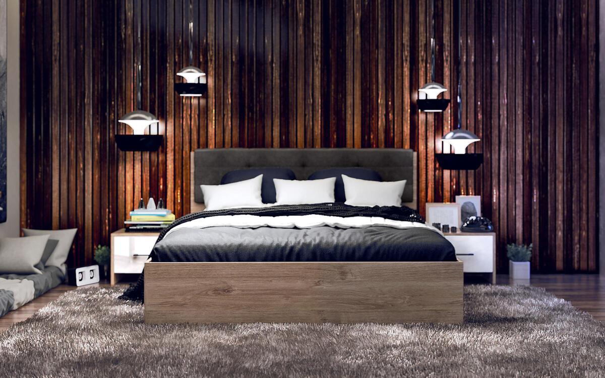 Double bed Inter 160x200 oak harbor gold + white