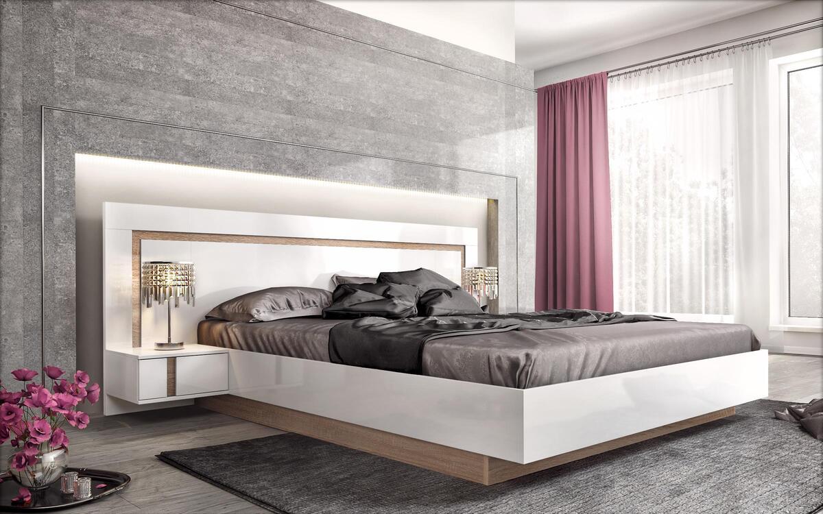 Omoian double bed 160x200 white + sonoma oak