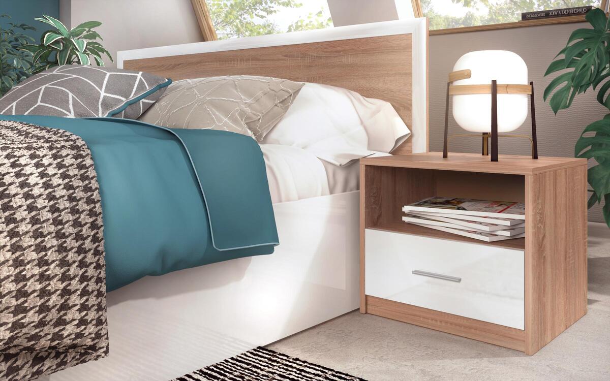 Magenda bedroom set 164x190 sonoma oak + white gloss