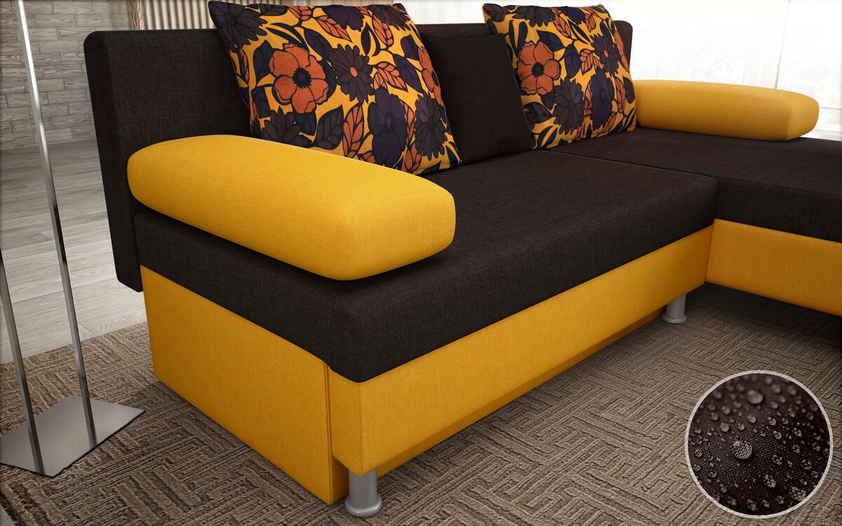 Corner sofa Daniel M 2420 dark brown + yellow