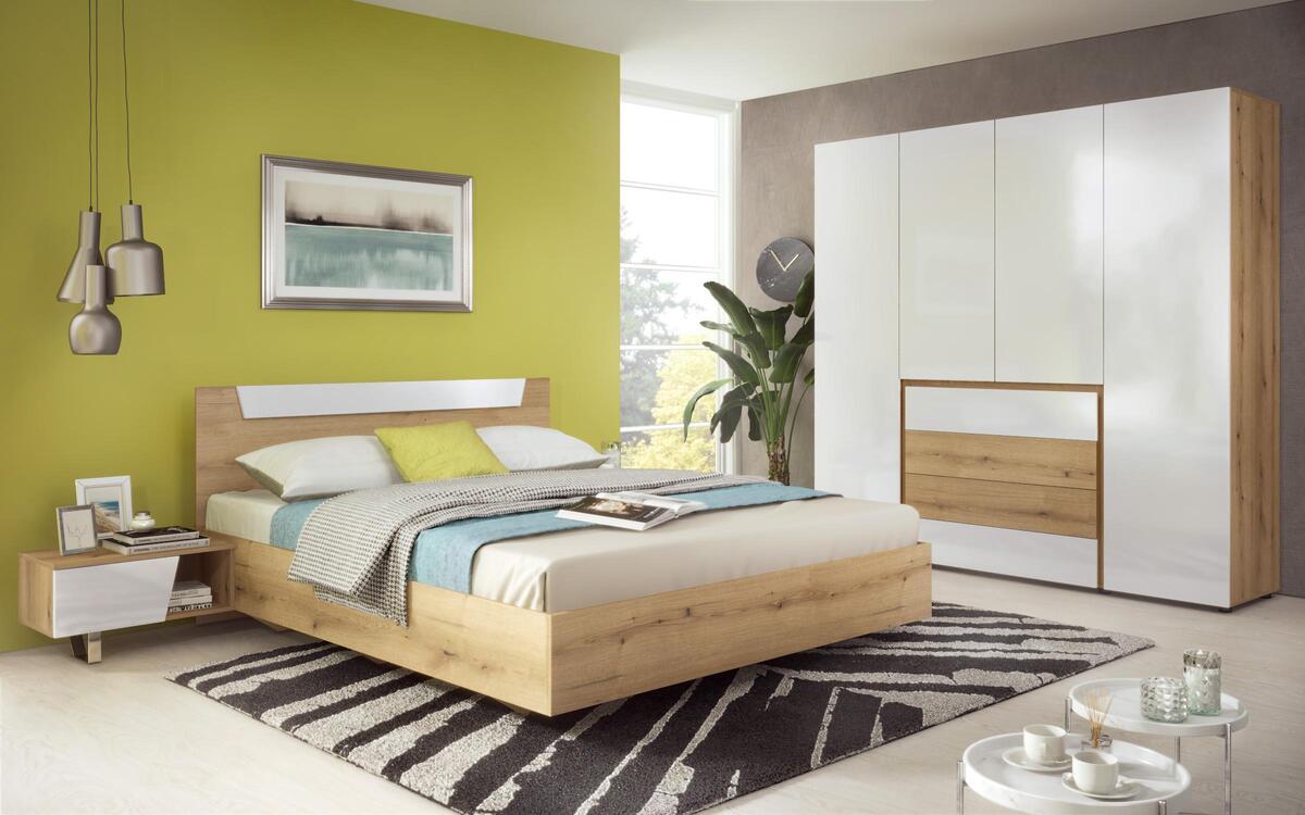 Bedroom set Intre 160x200 oak evok + white glossy