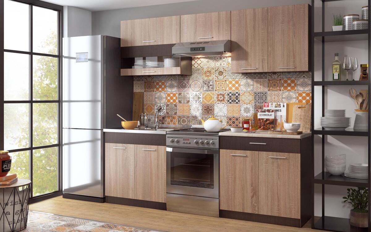 Villie kitchen set 2.20m white grainy + black glossy
