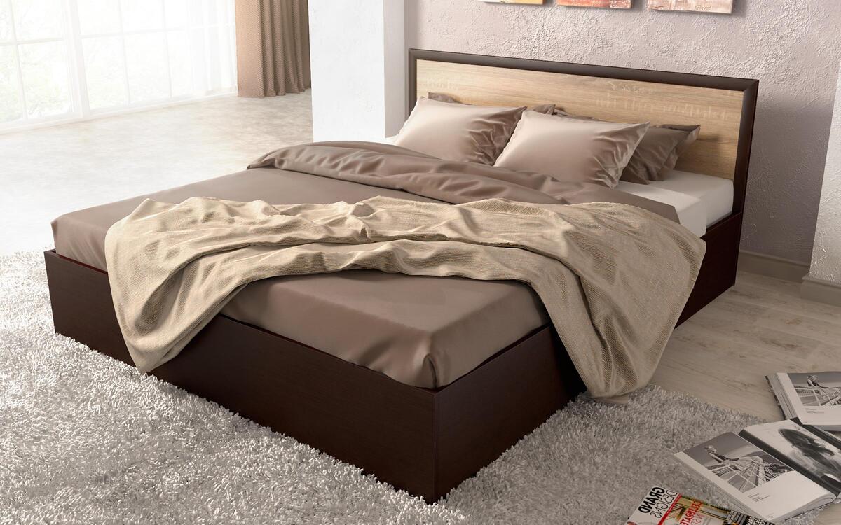 Nantia double bed 160x200 wenge + sonoma oak