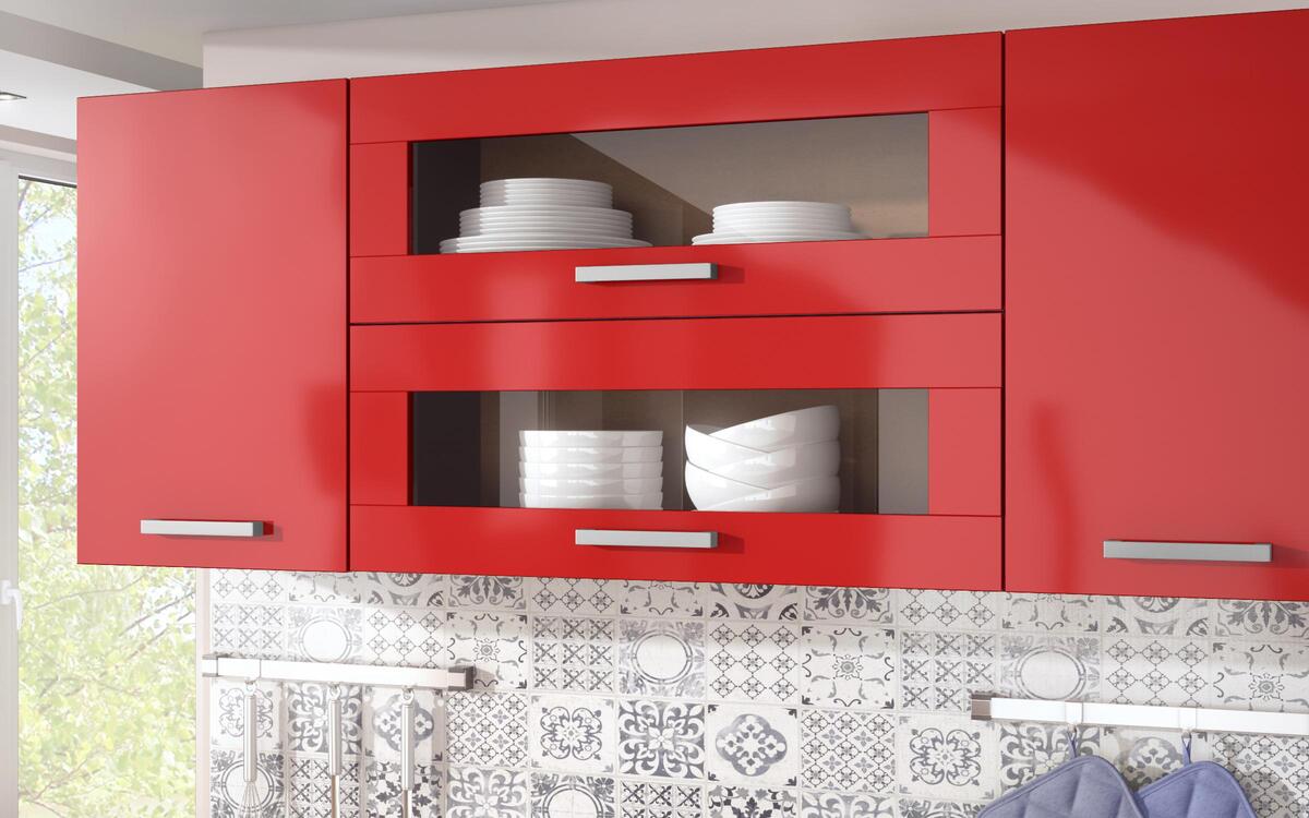 Kitchen composition Darvin 2.00 m. wenge + red glossy