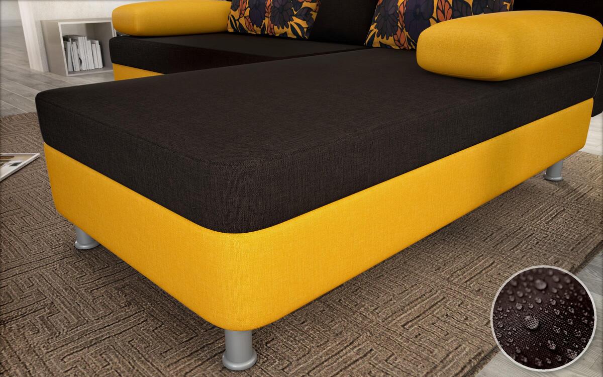 Corner sofa Daniel M 2420 dark brown + yellow