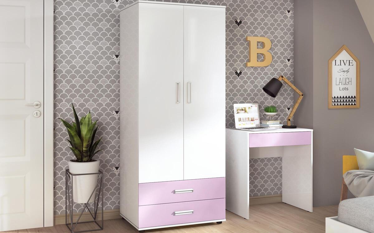 Children's bedroom set Michel 90x200 white glossy + purple glossy