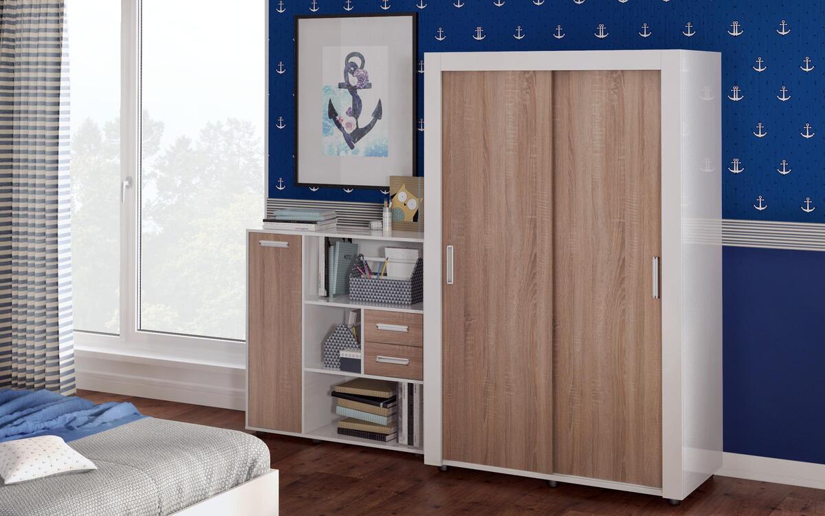Children's bedroom set Nautilus 120x200 oak sonoma + white glossy