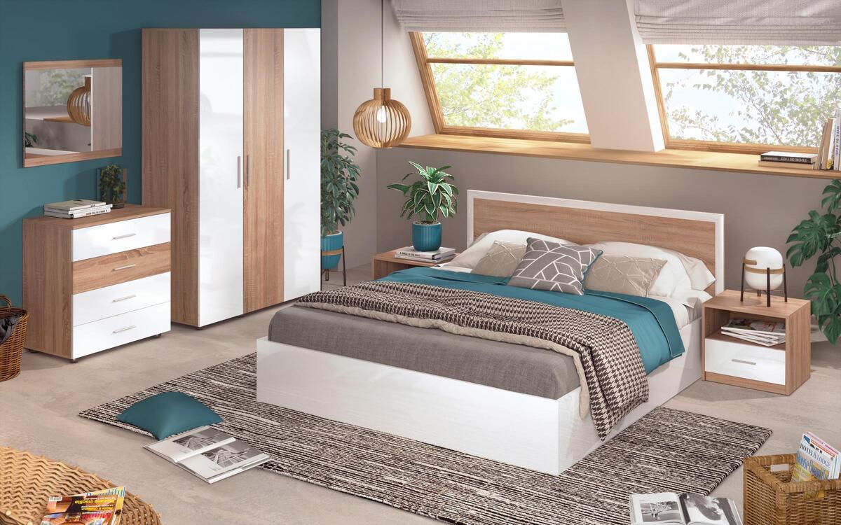 Magenda bedroom set 164x190 sonoma oak + white gloss