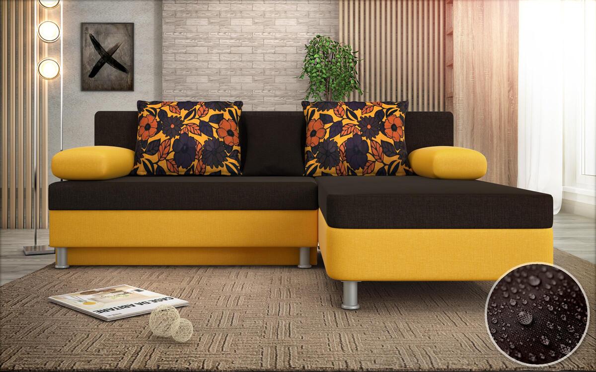 Corner sofa Daniel M 2420 dark brown + yellow