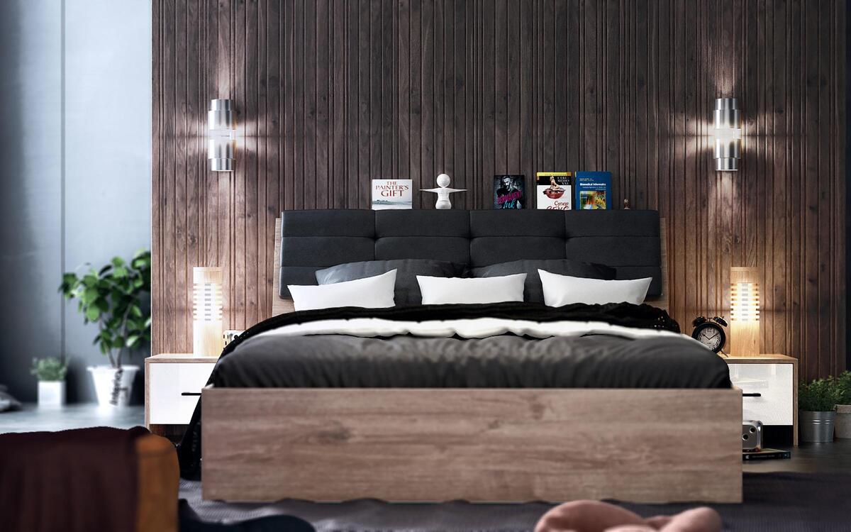 Double bed Inter 160x200 oak harbor gold + white