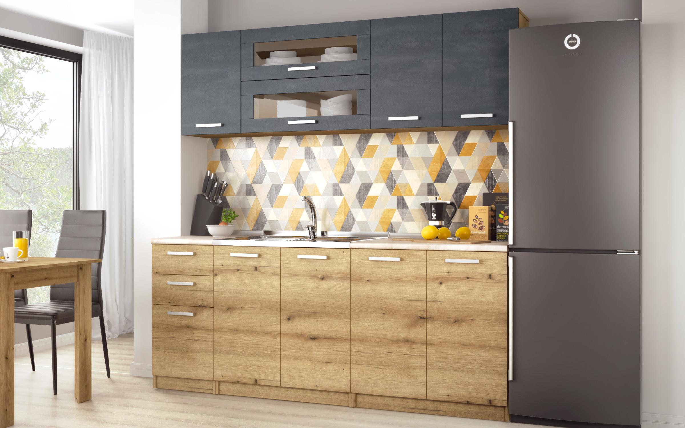 Kitchen composition Darvin 2.00 m. oak evok + magma