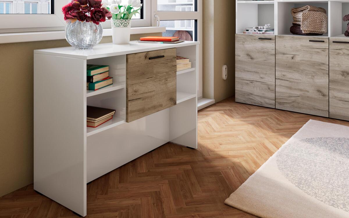 Bedroom set Kalten 160x200 oak kraft grey + white glossy
