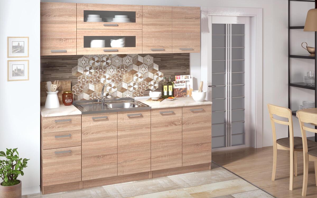 Kitchen composition Darvin 2.00 m. oak evok + magma