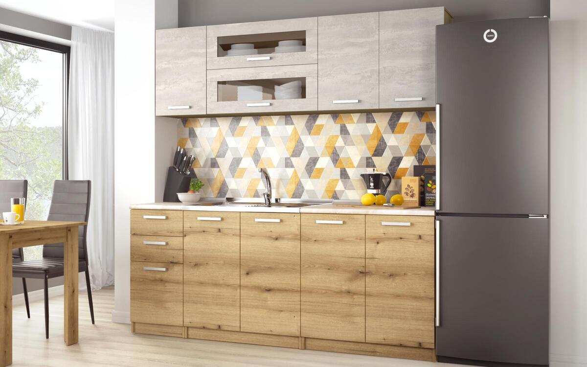 Kitchen composition Darvin 2.00 m. oak evok + magma