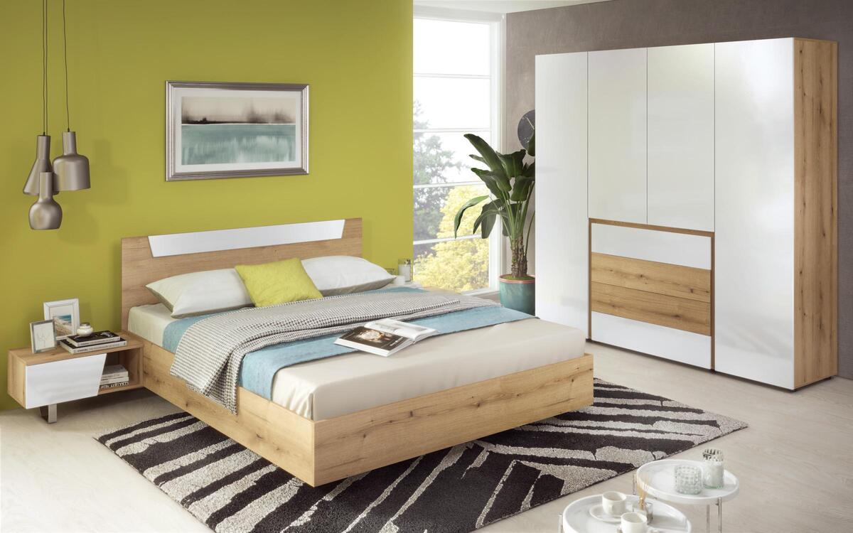 Bedroom set Intre 160x200 oak evok + white glossy
