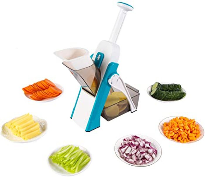 Mandolin 5 in 1 with safe vegetable cutting and adjustable cutter