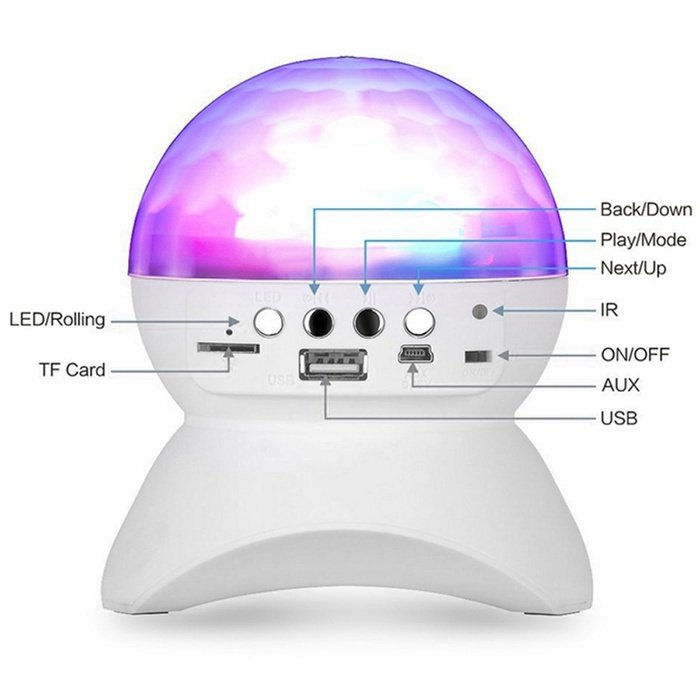 Portable wireless speaker Bluetooth Crystal Ball Disco LED