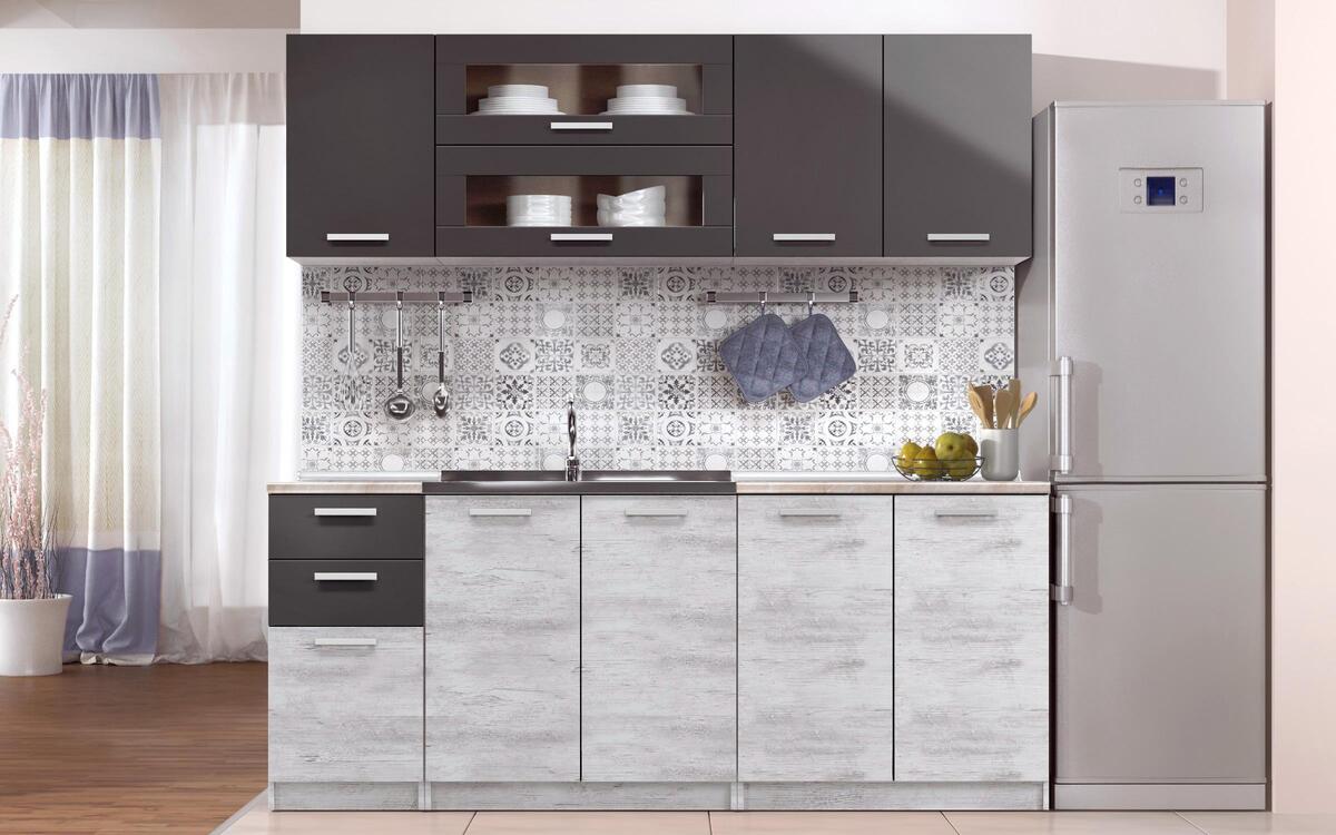 Kitchen composition Darvin 2.00 m. oak antik + anthracite glossy