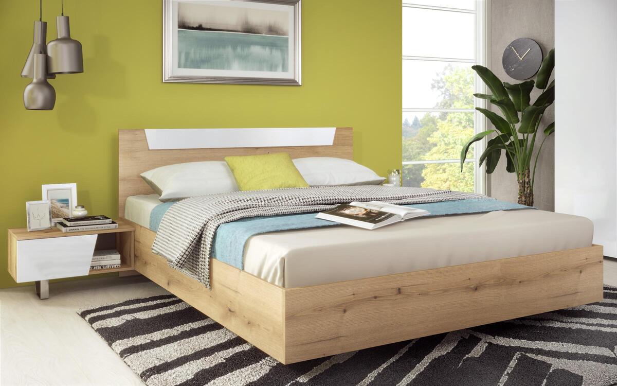Bedroom set Intre 160x200 oak evok + white glossy