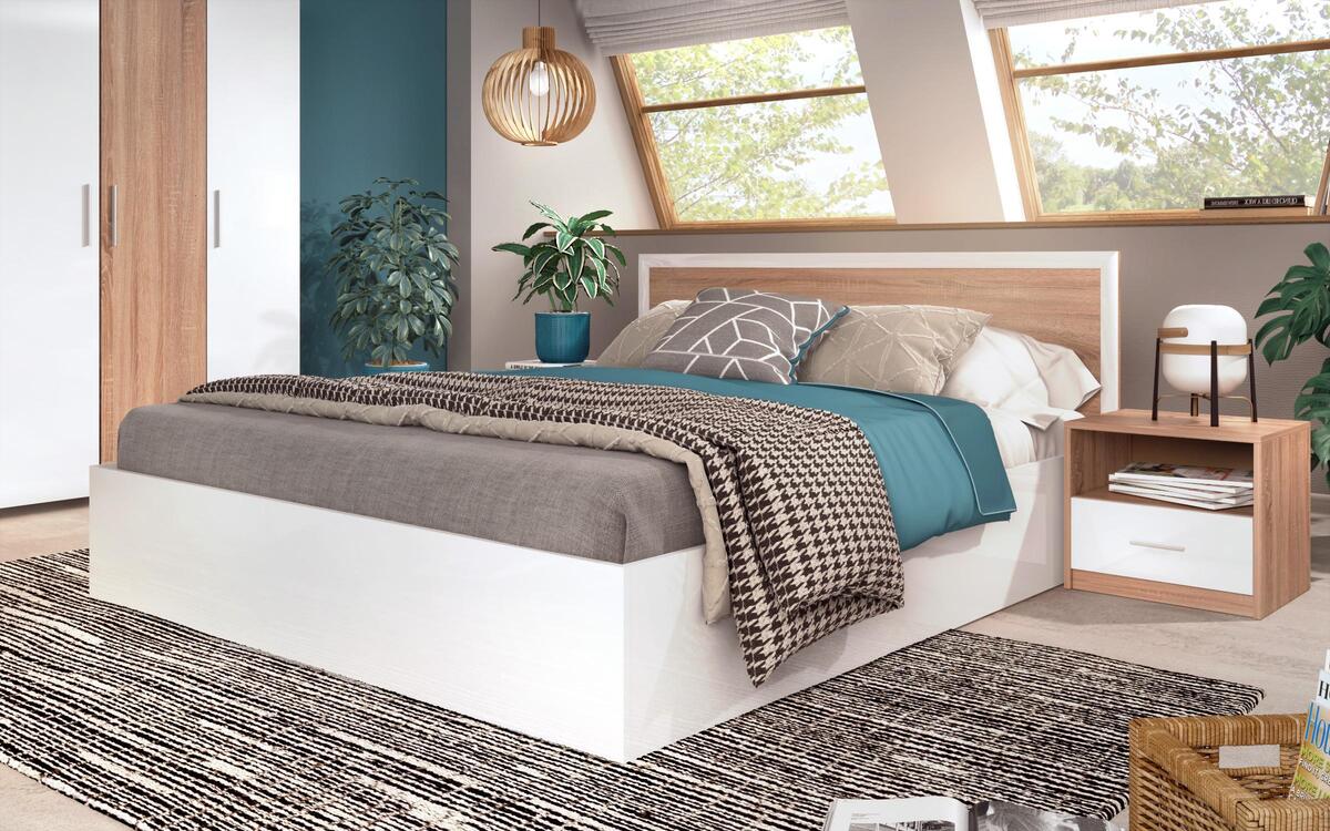Magenda bedroom set 164x190 sonoma oak + white gloss