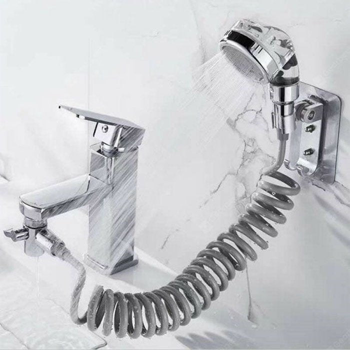 Faucet extension with shower handle