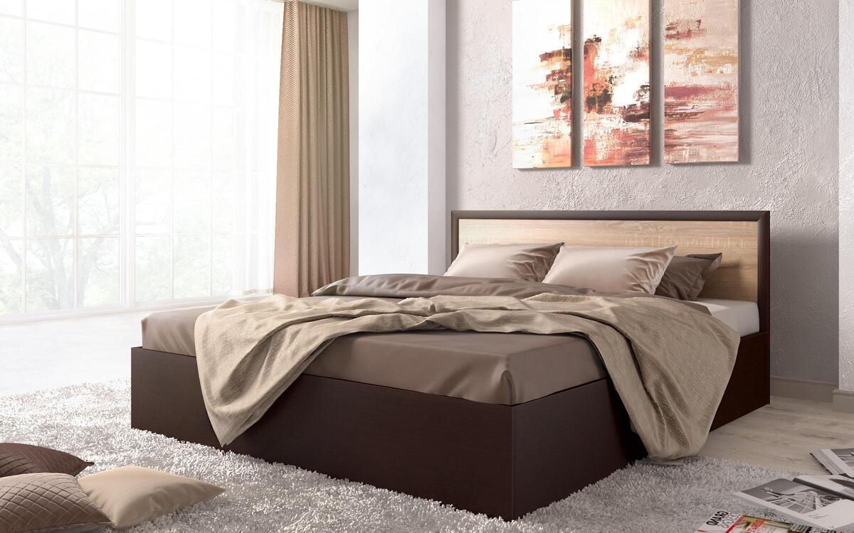 Nantia double bed 160x200 wenge + sonoma oak