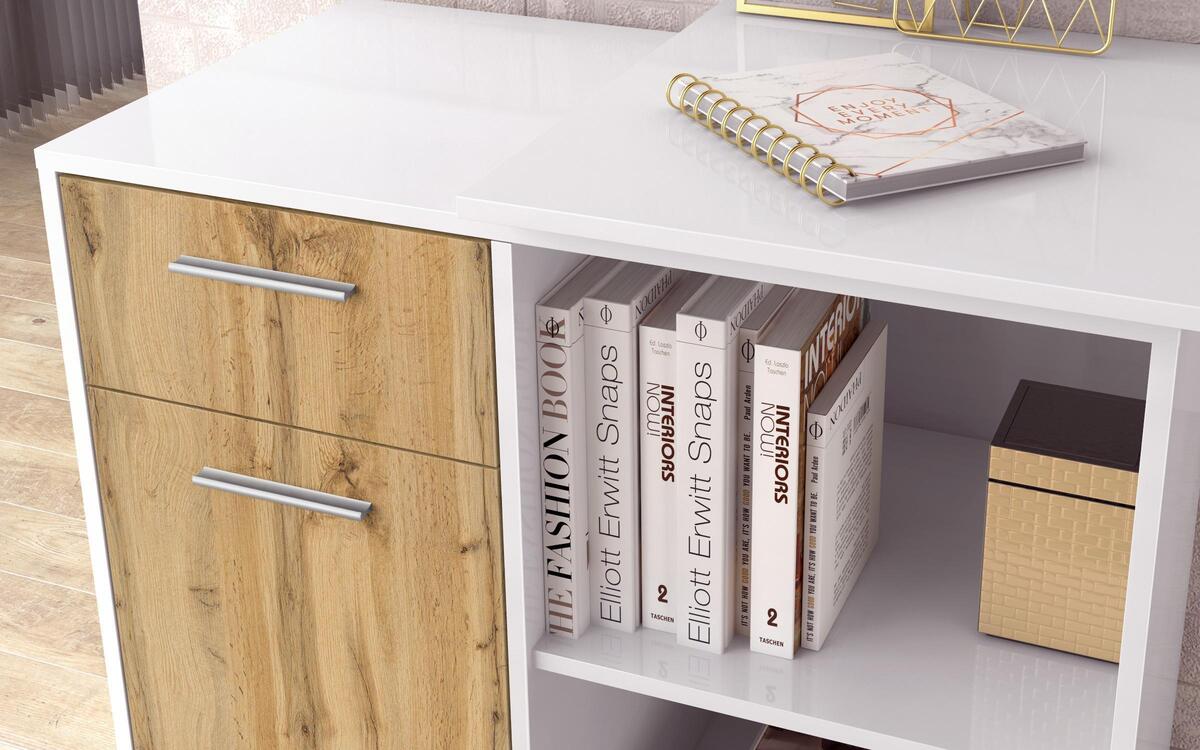 Office Astir 8768 white glossy + oak vottan