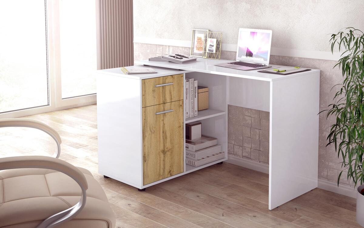Office Astir 8768 white glossy + oak vottan