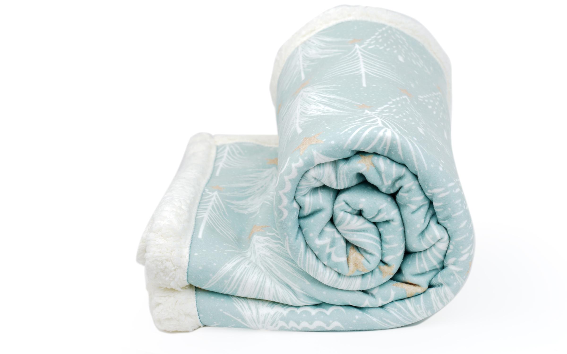 Blanket Christmas 150x200 light blue + white
