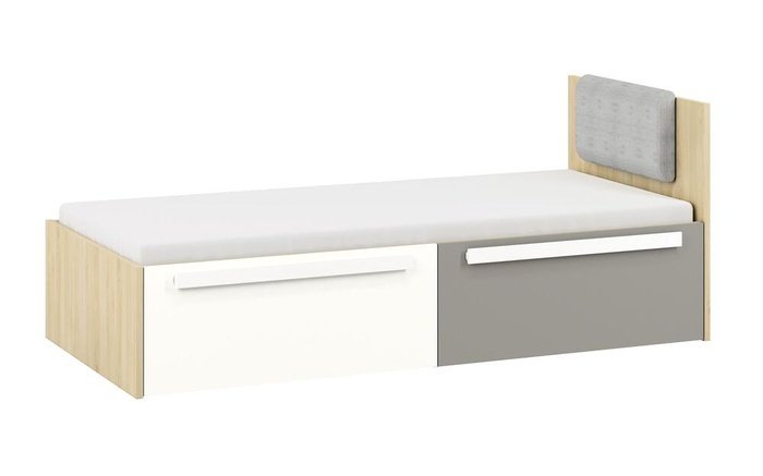 Single bed Senegal 90x200 fjord beech + white + gray platinum