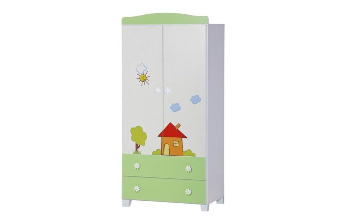 Children's wardrobe Solution 5837 white + green