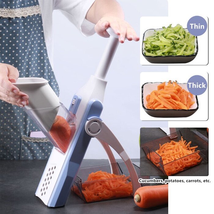 Mandolin 5 in 1 with safe vegetable cutting and adjustable cutter