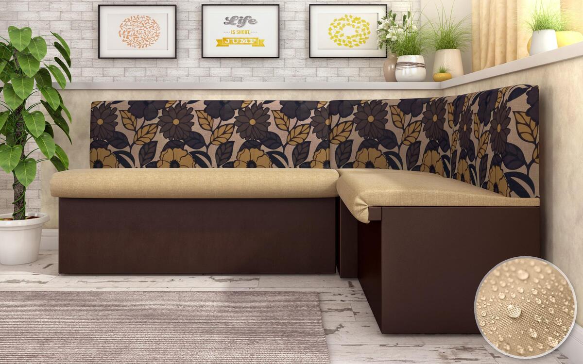 Corner sofa Julia 5430 light beige + brown skin