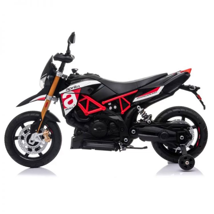 Kids Electric Motorcycle Licensed Aprilia Dorsoduro 900 12V in Black - Red Color