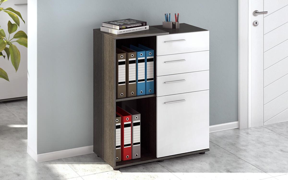 Office cupboard Rashica L4 4631 anthracite oak + white gloss