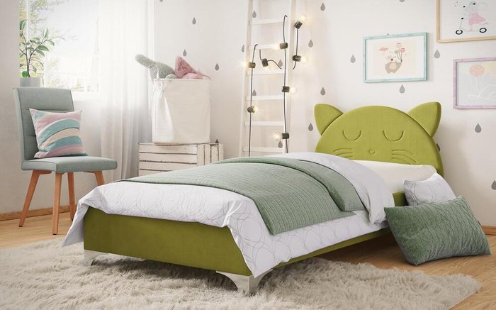 Single bed Malvin 90x200 green