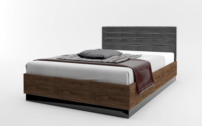 Double bed Stef 140x200 oak castello brandy + black glossy