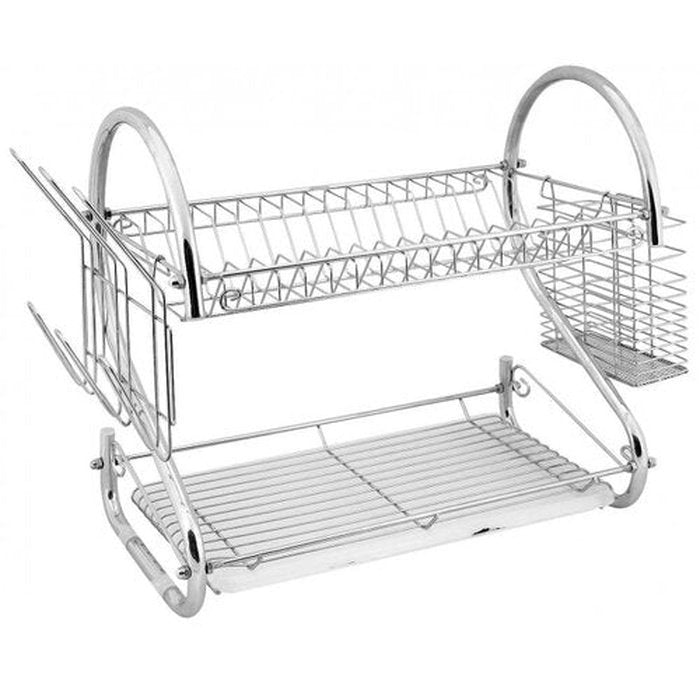 Two-story chrome plate holder with plastic tray
