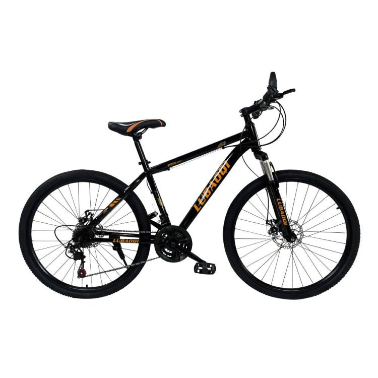 26″ Lubaoqi Mountain Hardtail Disc Brake Bike Black Orange LBQ-650B-BKO
