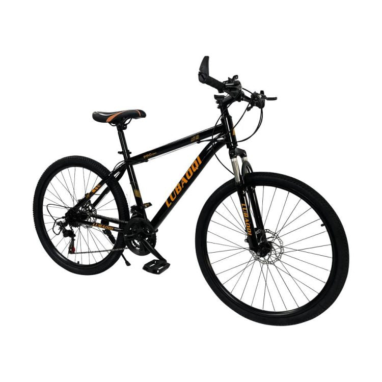 26″ Lubaoqi Mountain Hardtail Disc Brake Bike Black Orange LBQ-650B-BKO