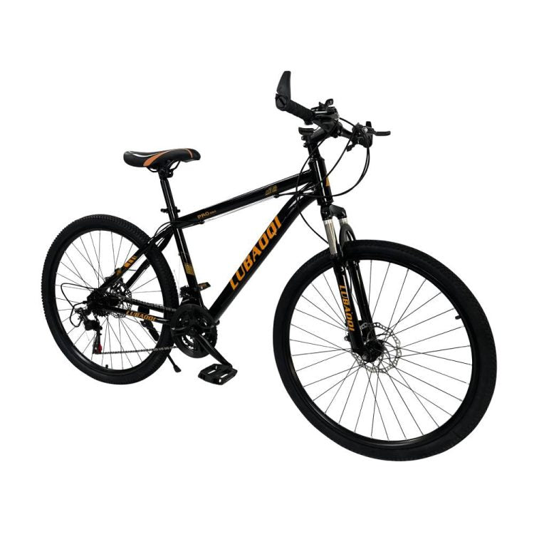 26″ Lubaoqi Mountain Hardtail Disc Brake Bike Black Orange LBQ-650B-BKO