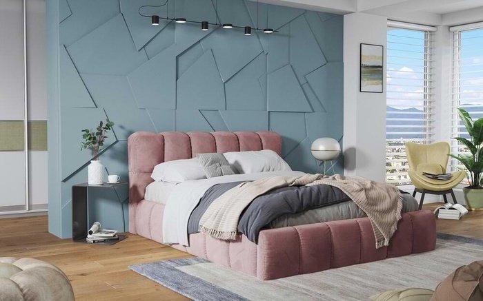 Double bed Oscar 160x200 dark pink